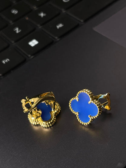 [⭐moonlume] CLOVER LARGE (20mm) 1 MOTIFS BLUE MOP STUD EARRINGS