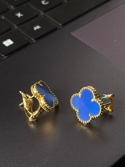 [⭐moonlume] CLOVER LARGE (20mm) 1 MOTIFS BLUE MOP STUD EARRINGS