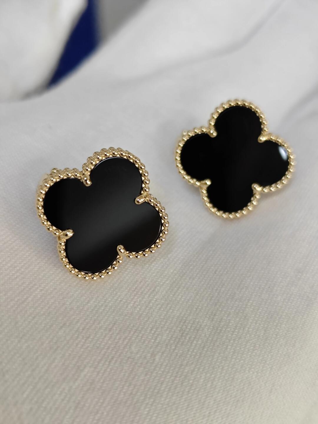 [⭐moonlume]CLOVER 20MM BLACK MOP EARRINGS