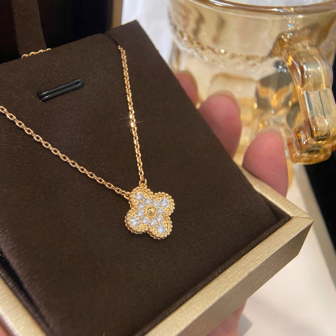 [⭐moonlume]CLOVER 15MM DIAMOND SINGLE FLOWER NECKLACE