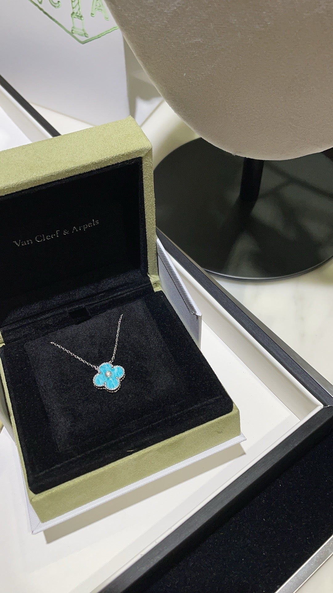 [⭐moonlume]CLOVER 15MM DIAMOND SVRES PORCELAIN  NECKLACE SILVER