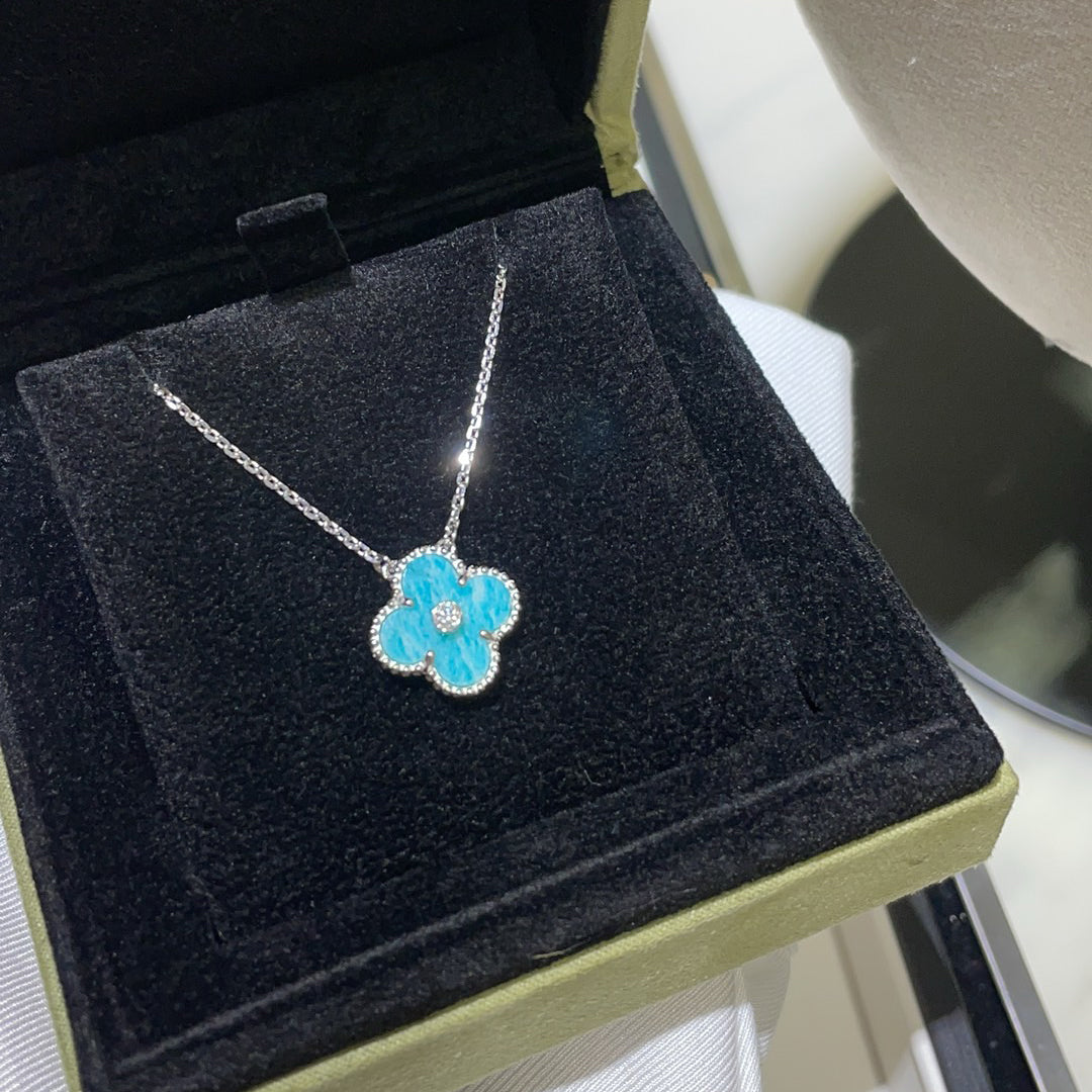 [⭐moonlume]CLOVER 15MM DIAMOND SVRES PORCELAIN  NECKLACE SILVER