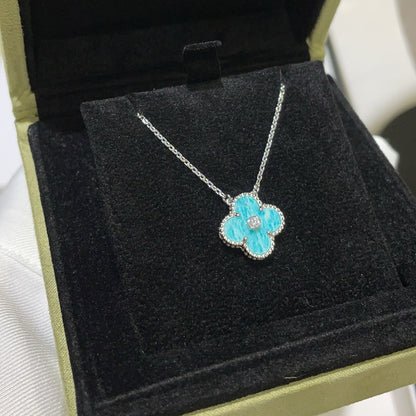 [⭐moonlume]CLOVER 15MM DIAMOND SVRES PORCELAIN  NECKLACE SILVER