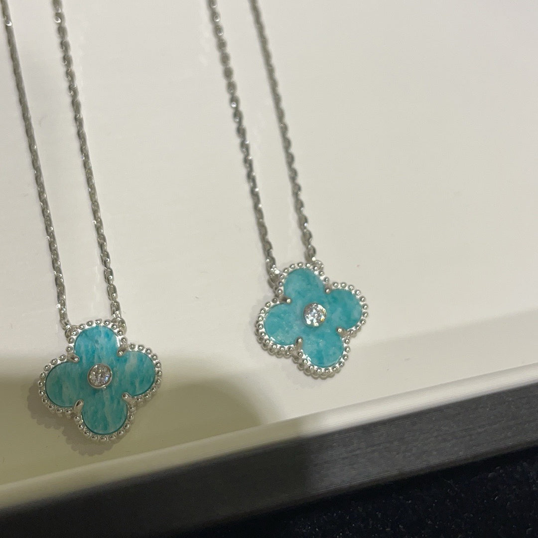 [⭐moonlume]CLOVER 15MM DIAMOND SVRES PORCELAIN  NECKLACE SILVER