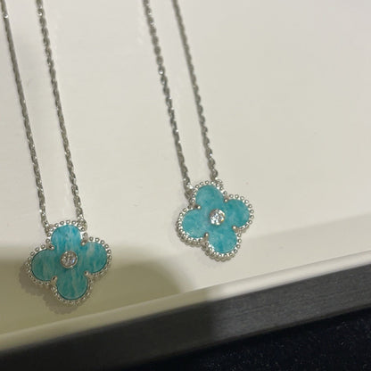 [⭐moonlume]CLOVER 15MM DIAMOND SVRES PORCELAIN  NECKLACE SILVER