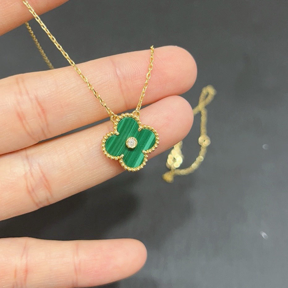 [⭐moonlume]CLOVER 15MM DIAMOND TURQUOISE NECKLACE
