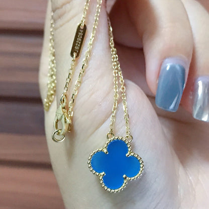 [⭐moonlume]CLOVER 15MM BLUE AGATE NECKLACE