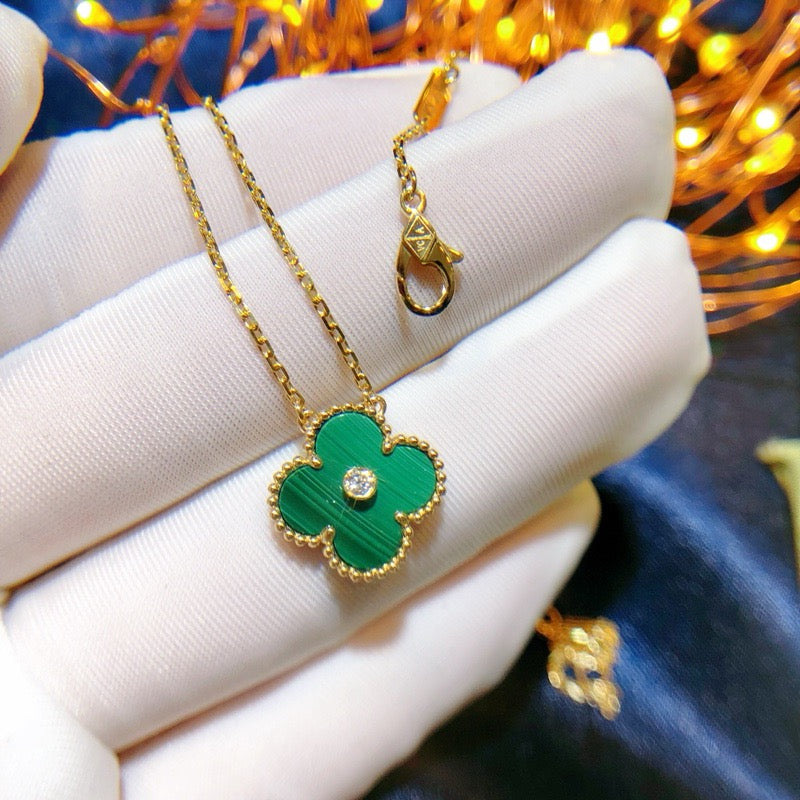 [⭐moonlume]CLOVER 15MM DIAMOND TURQUOISE NECKLACE