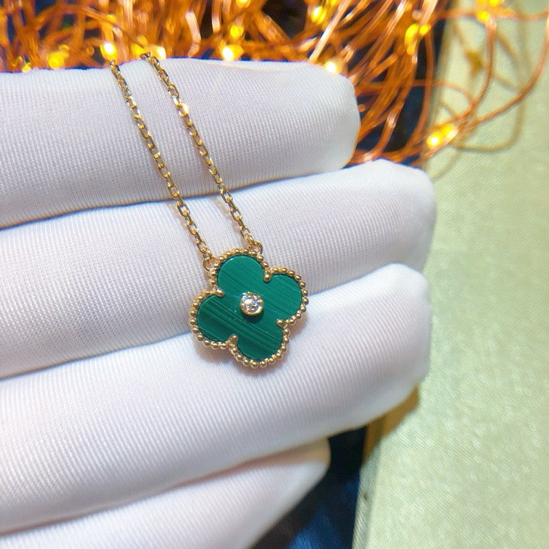 [⭐moonlume]CLOVER 15MM DIAMOND TURQUOISE NECKLACE