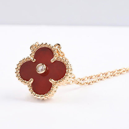 [⭐moonlume]CLOVER 15MM DIAMOND CARNELIAN NECKLACE