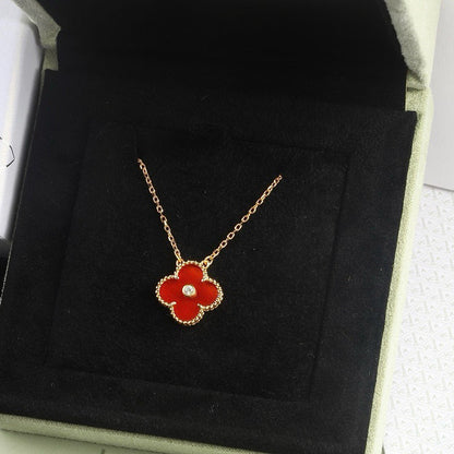 [⭐moonlume]CLOVER 15MM DIAMOND CARNELIAN NECKLACE