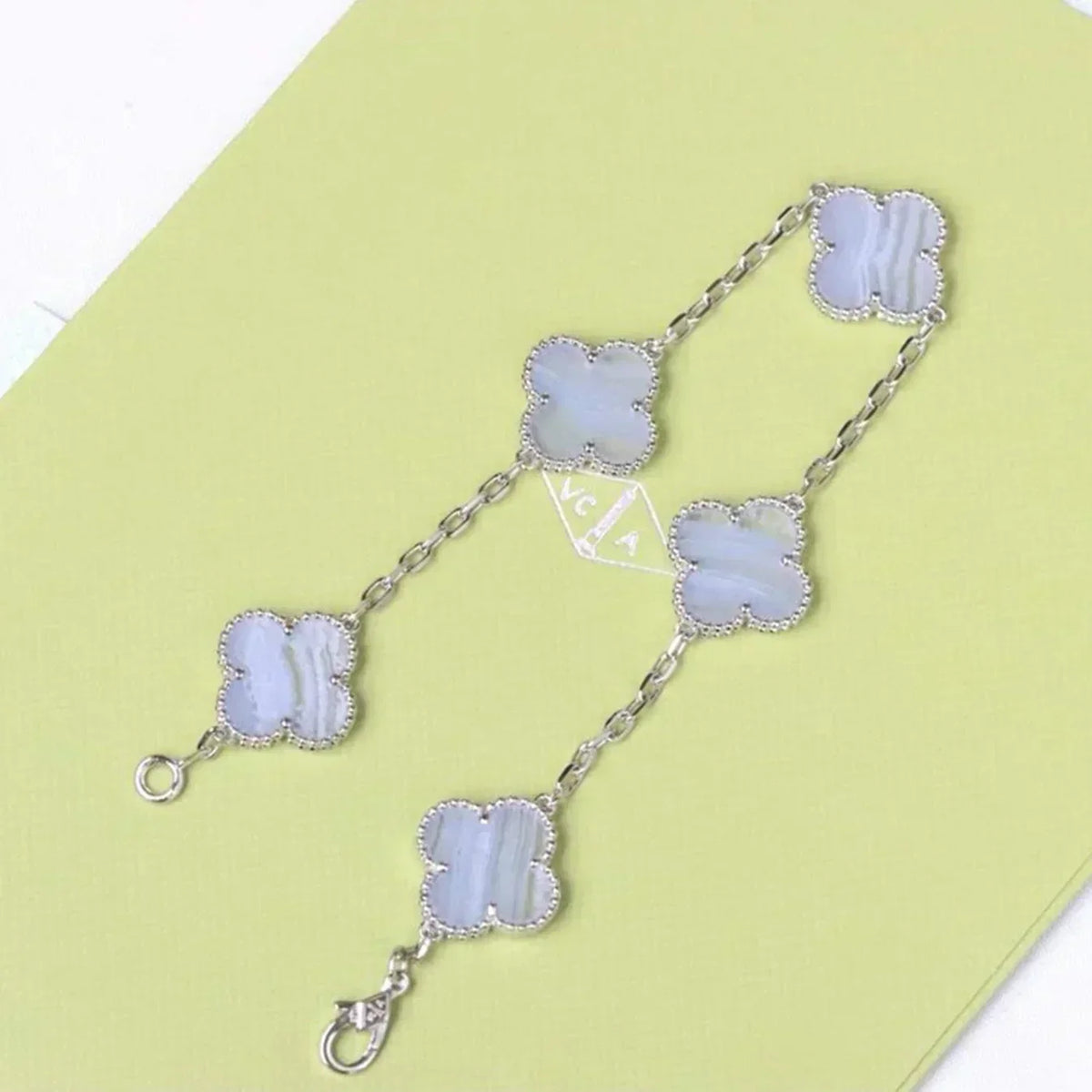 [⭐moonlume] CLOVER 5 MOTIF PURPLE CHALCEDONY BRACELET COLLECTION