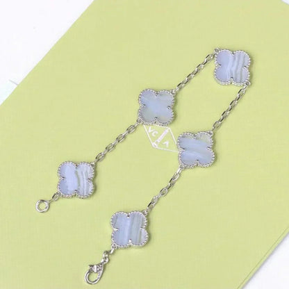 [⭐moonlume] CLOVER 5 MOTIF PURPLE CHALCEDONY BRACELET COLLECTION