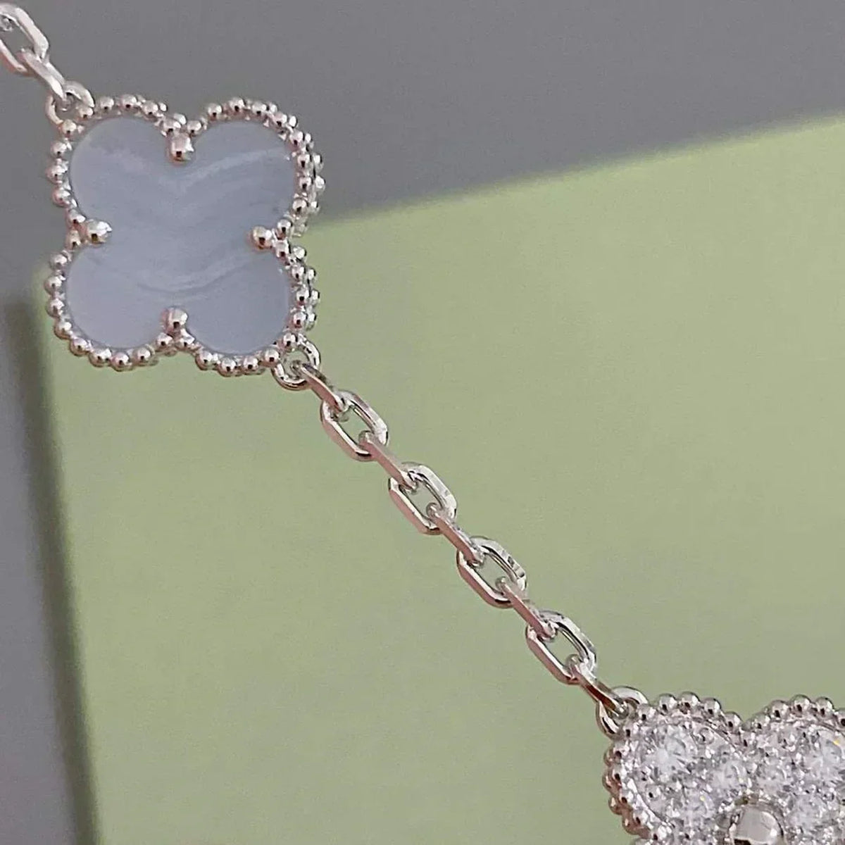 [⭐moonlume] CLOVER 5 MOTIF PURPLE CHALCEDONY BRACELET COLLECTION