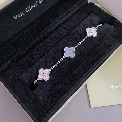 [⭐moonlume] CLOVER 5 MOTIF PURPLE CHALCEDONY BRACELET COLLECTION