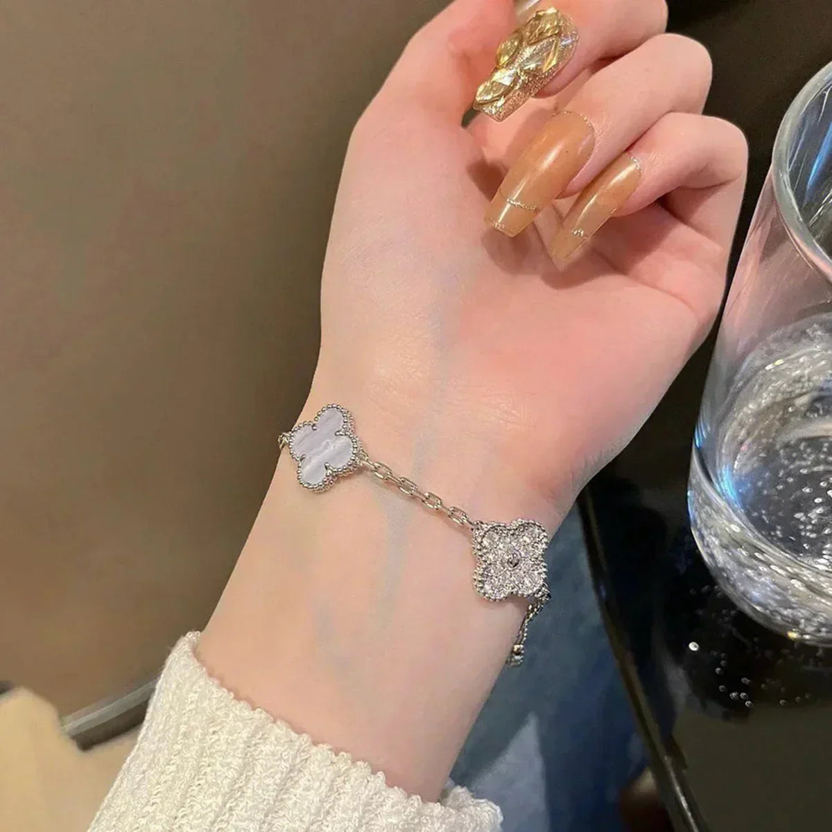 [⭐moonlume] CLOVER 5 MOTIF PURPLE CHALCEDONY BRACELET COLLECTION