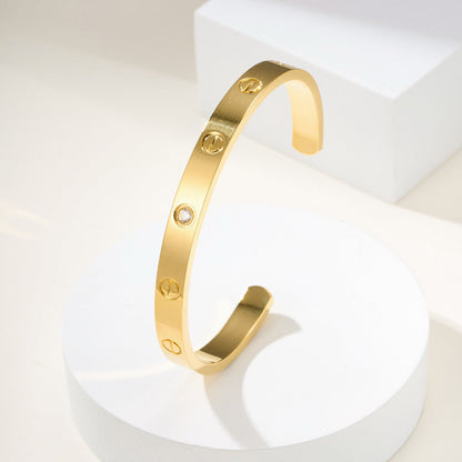 [⭐moonlume]LOVE BRACELET 6.1MM 1 DIAMOND OPEN CUFF