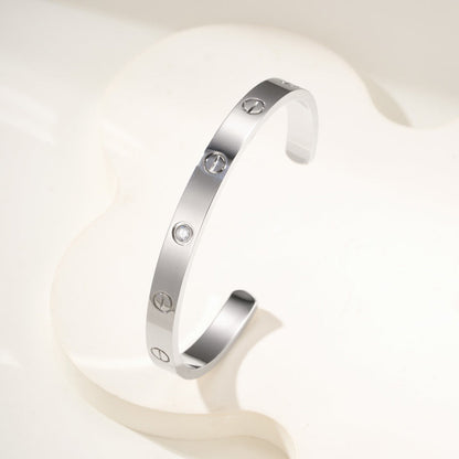 [⭐moonlume]LOVE BRACELET 6.1MM 1 DIAMOND OPEN CUFF