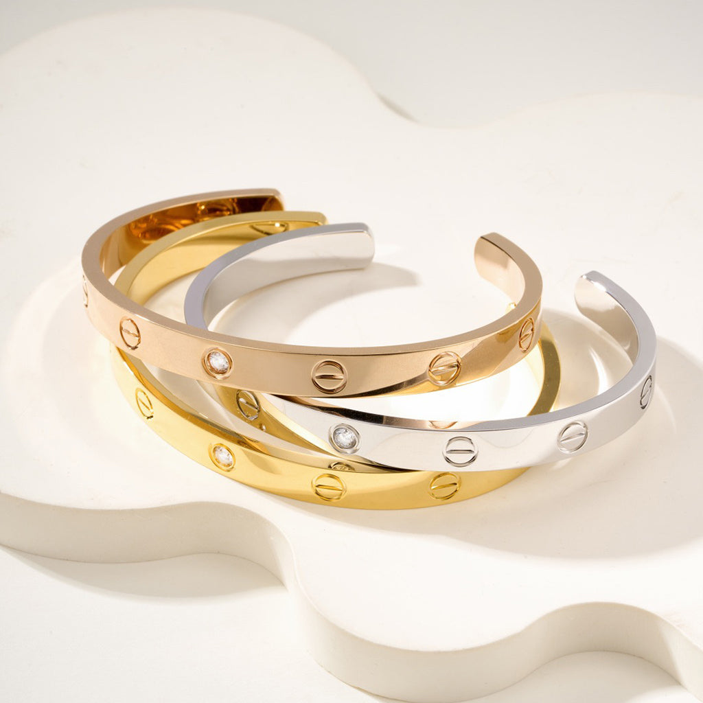 [⭐moonlume]LOVE BRACELET 6.1MM 1 DIAMOND OPEN CUFF