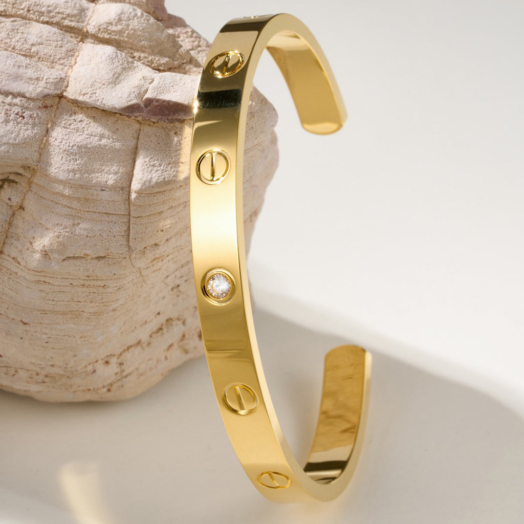 [⭐moonlume]LOVE BRACELET 6.1MM 1 DIAMOND OPEN CUFF