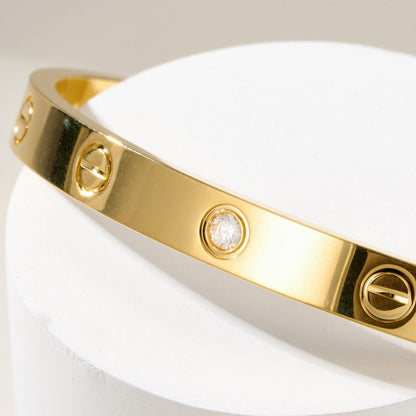 [⭐moonlume]LOVE BRACELET 6.1MM 1 DIAMOND OPEN CUFF