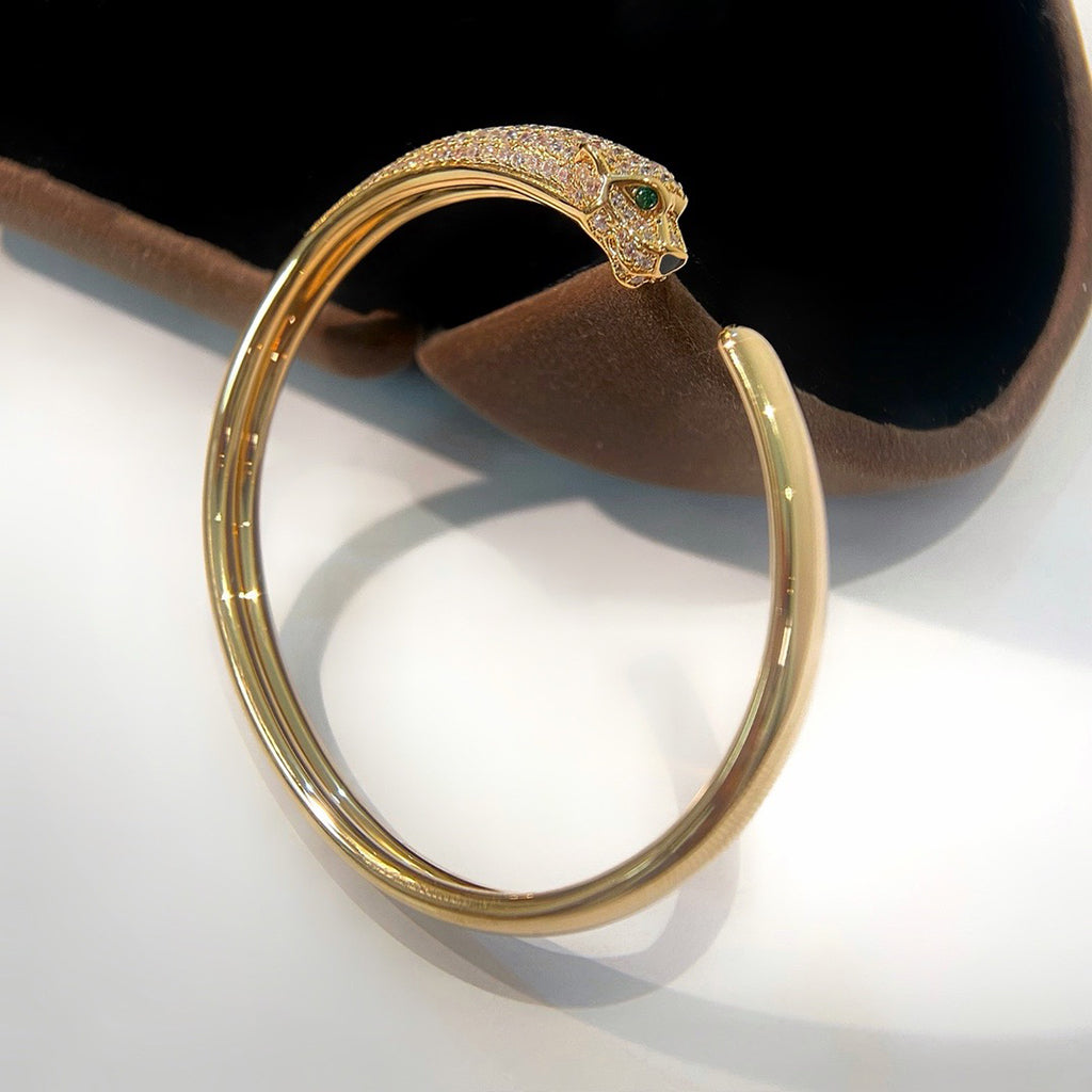 [⭐moonlume]PANTHERE HALF DIAMOND OPEN BRACELET