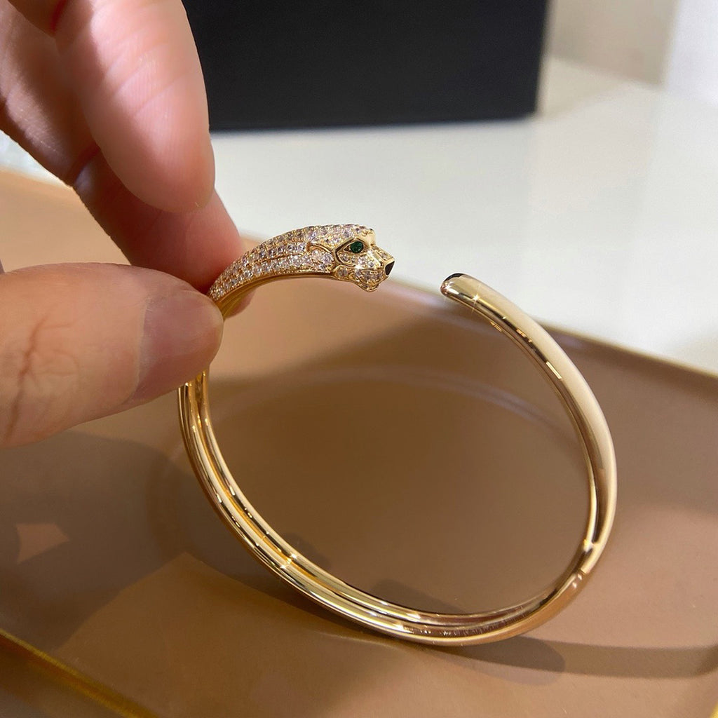 [⭐moonlume]PANTHERE HALF DIAMOND OPEN BRACELET