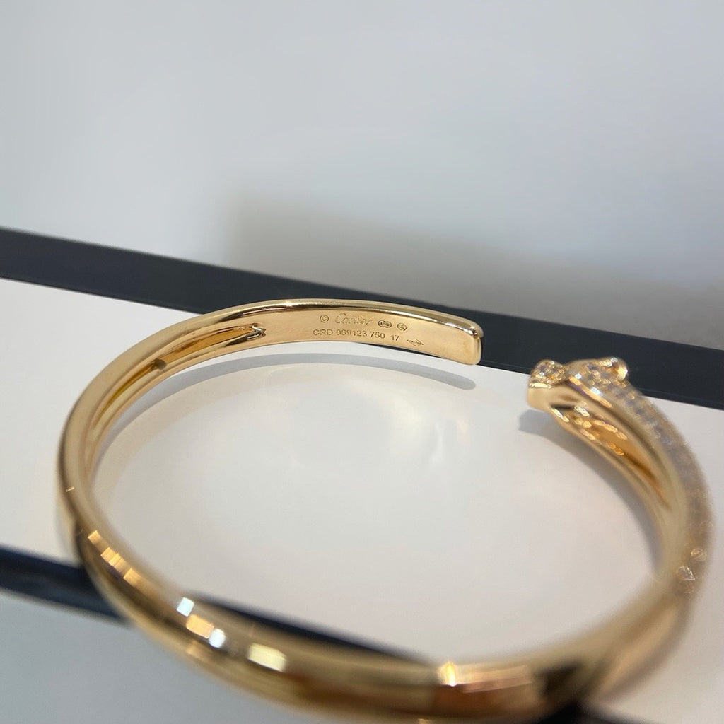 [⭐moonlume]PANTHERE HALF DIAMOND OPEN BRACELET