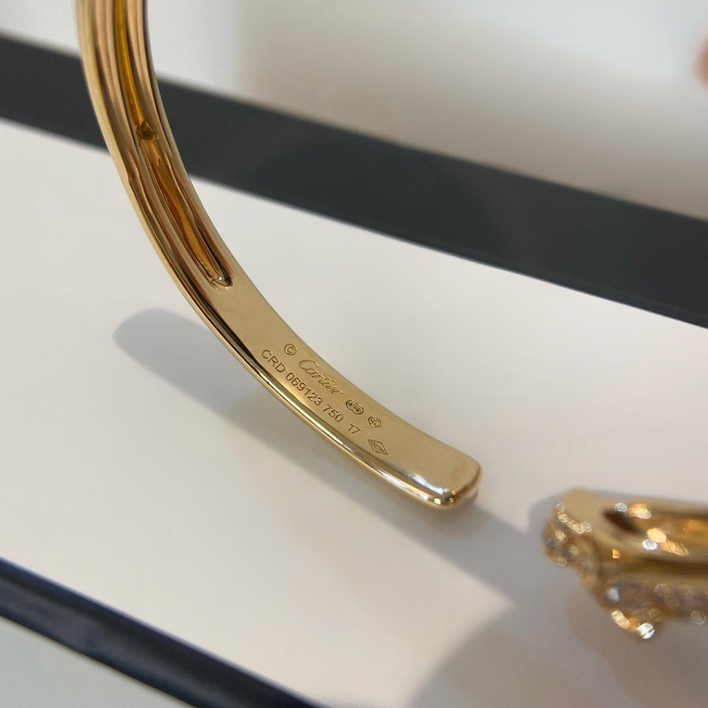 [⭐moonlume]PANTHERE HALF DIAMOND OPEN BRACELET