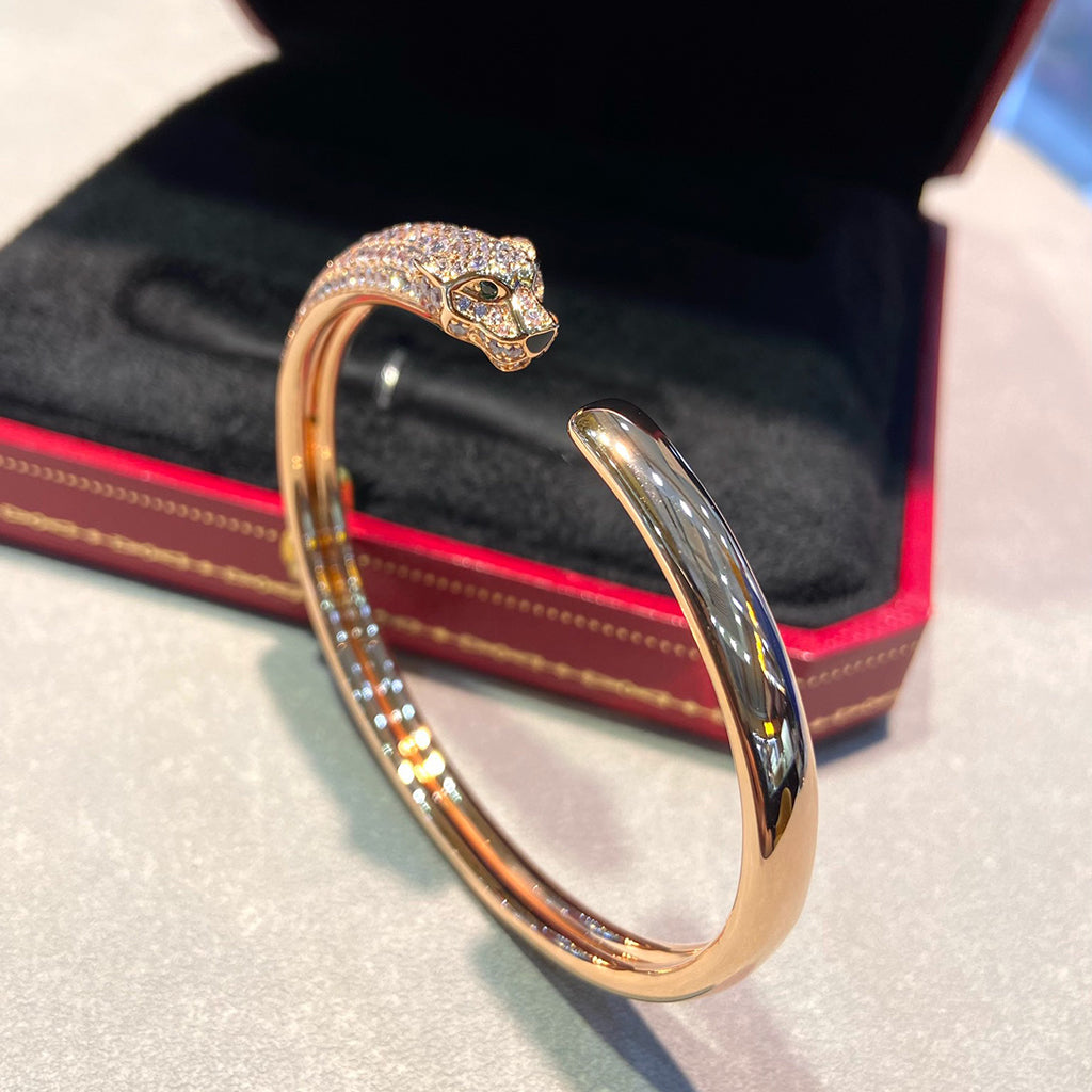 [⭐moonlume]PANTHERE HALF DIAMOND OPEN BRACELET