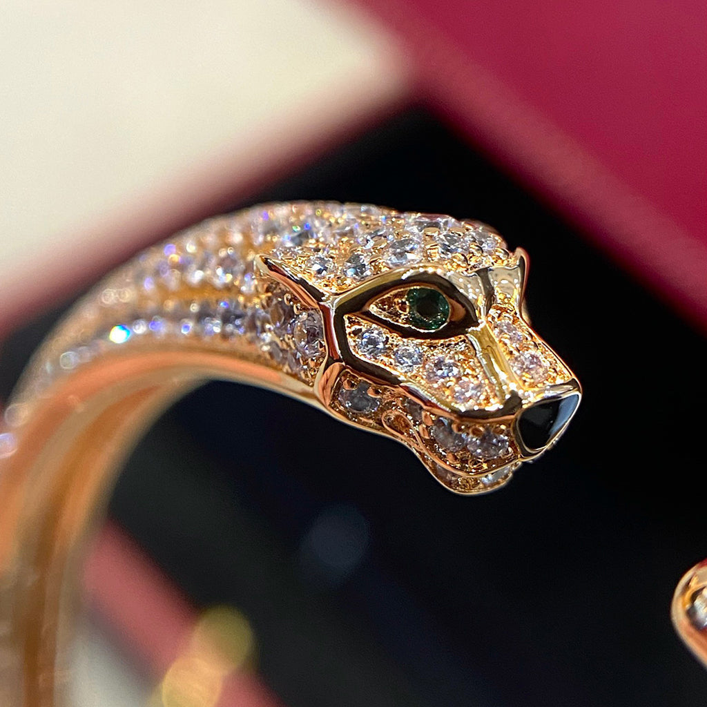 [⭐moonlume]PANTHERE HALF DIAMOND OPEN BRACELET