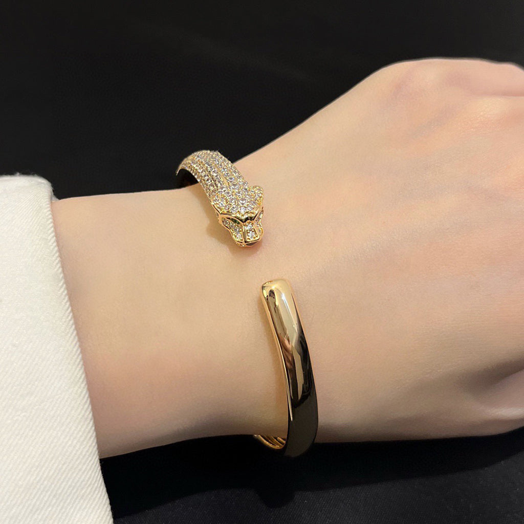 [⭐moonlume]PANTHERE HALF DIAMOND OPEN BRACELET
