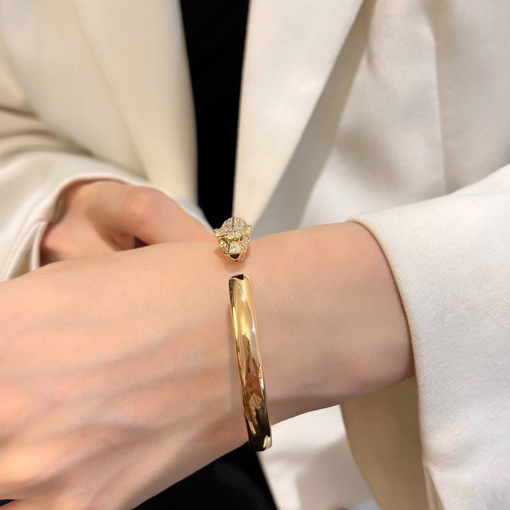 [⭐moonlume]PANTHERE HALF DIAMOND OPEN BRACELET