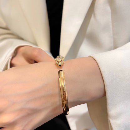 [⭐moonlume]PANTHERE HALF DIAMOND OPEN BRACELET