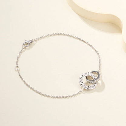 [⭐moonlume]LOVE DOUBLE RING FULL DIAMOND BRACELET