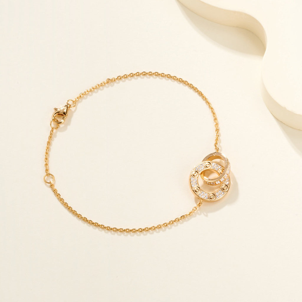 [⭐moonlume]LOVE DOUBLE RING FULL DIAMOND BRACELET