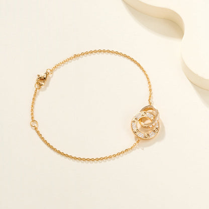 [⭐moonlume]LOVE DOUBLE RING FULL DIAMOND BRACELET