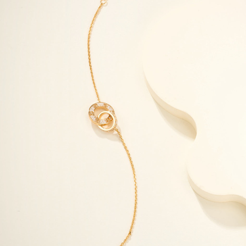 [⭐moonlume]LOVE DOUBLE RING FULL DIAMOND BRACELET