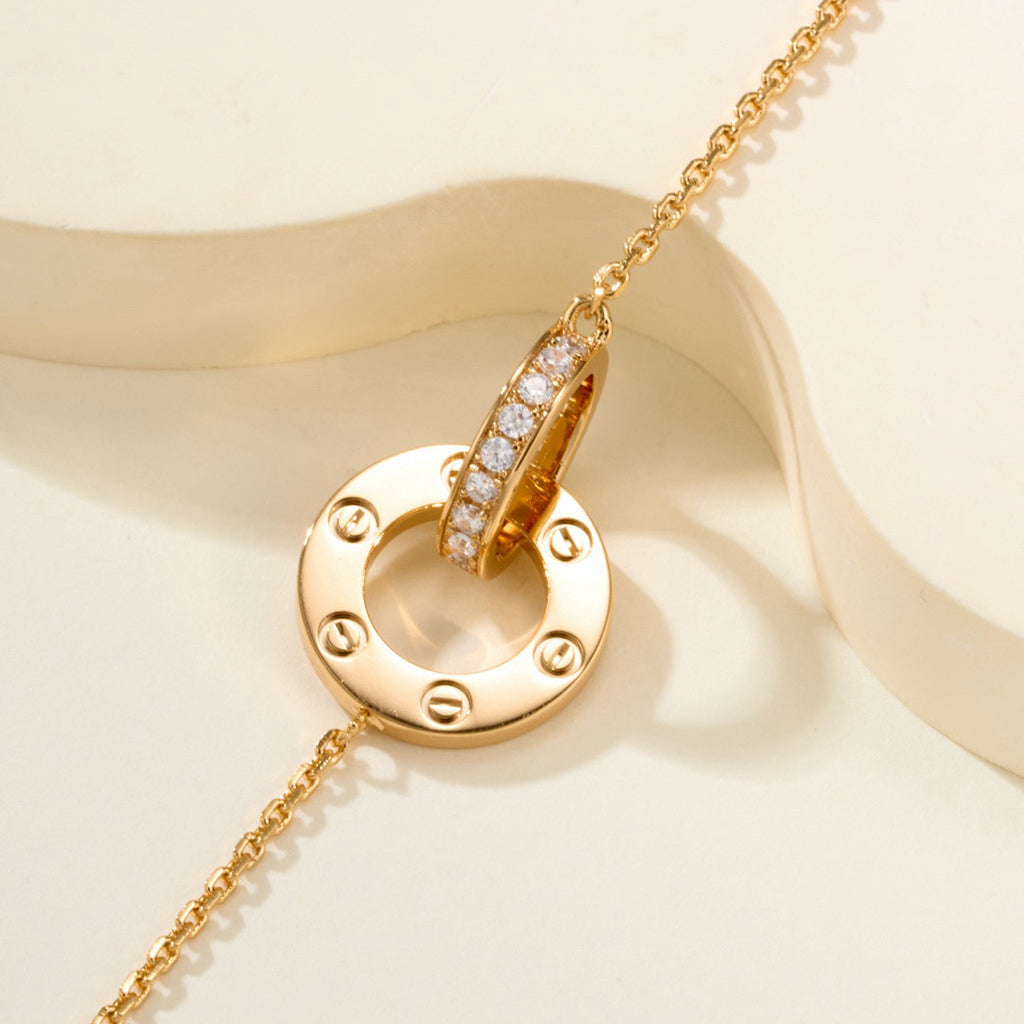 [⭐moonlume]LOVE DOUBLE RING FULL DIAMOND BRACELET