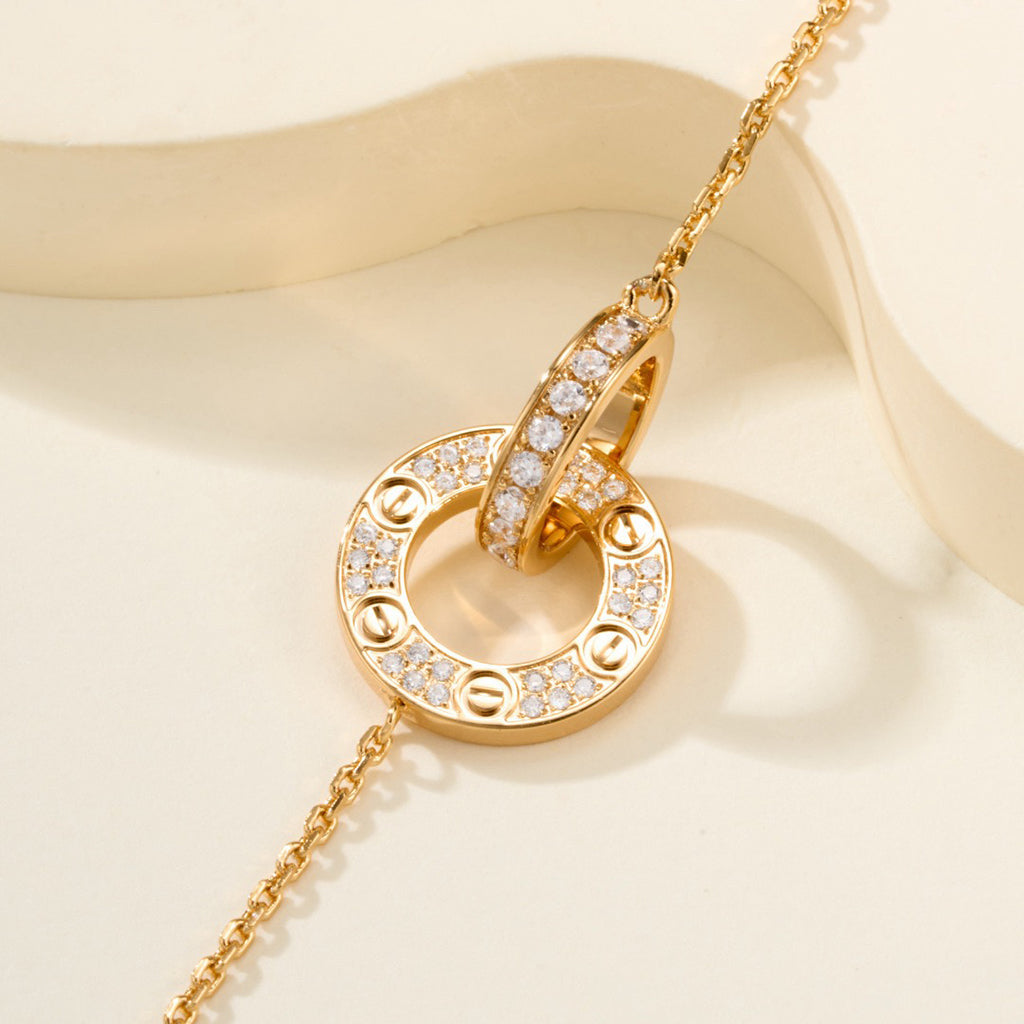 [⭐moonlume]LOVE DOUBLE RING FULL DIAMOND BRACELET