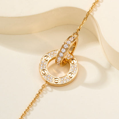 [⭐moonlume]LOVE DOUBLE RING FULL DIAMOND BRACELET