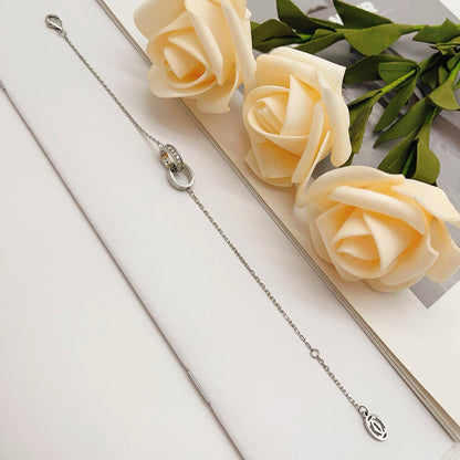 [⭐moonlume]LOVE DOUBLE RING HALF DIAMOND BRACELET