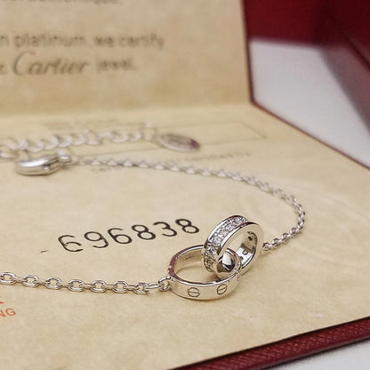 [⭐moonlume]LOVE DOUBLE RING HALF DIAMOND BRACELET