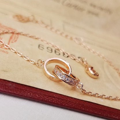 [⭐moonlume]LOVE DOUBLE RING HALF DIAMOND BRACELET