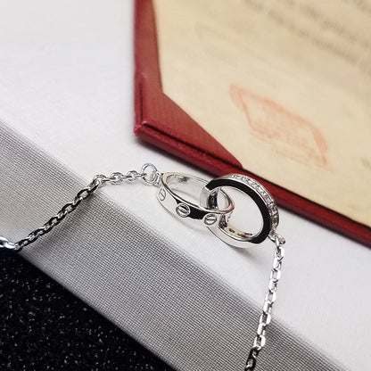 [⭐moonlume]LOVE DOUBLE RING HALF DIAMOND BRACELET