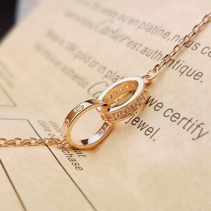 [⭐moonlume]LOVE DOUBLE RING HALF DIAMOND BRACELET