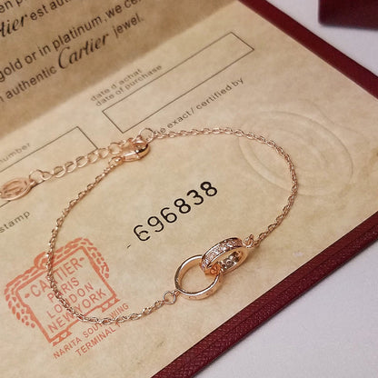 [⭐moonlume]LOVE DOUBLE RING HALF DIAMOND BRACELET