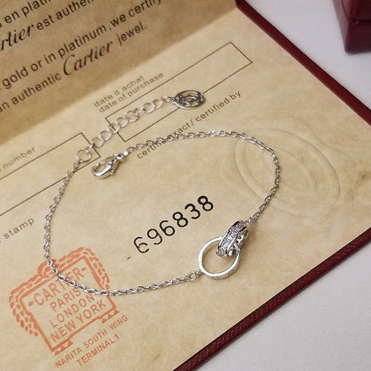 [⭐moonlume]LOVE DOUBLE RING HALF DIAMOND BRACELET