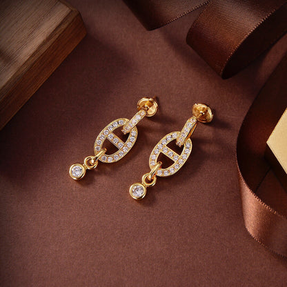 [⭐moonlume]HM CHAINE DIAMOND EARRINGS