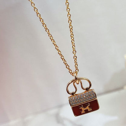 [⭐moonlume]CONSTANCE RED PEDANT PINK GOLD NECKLACE